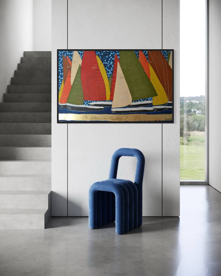 Original Abstract Sailboat Paintings by Tetiana And Victoria Hutsul