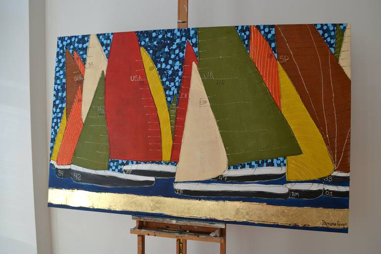 Original Sailboat Painting by Tetiana and Victoria Hutsul