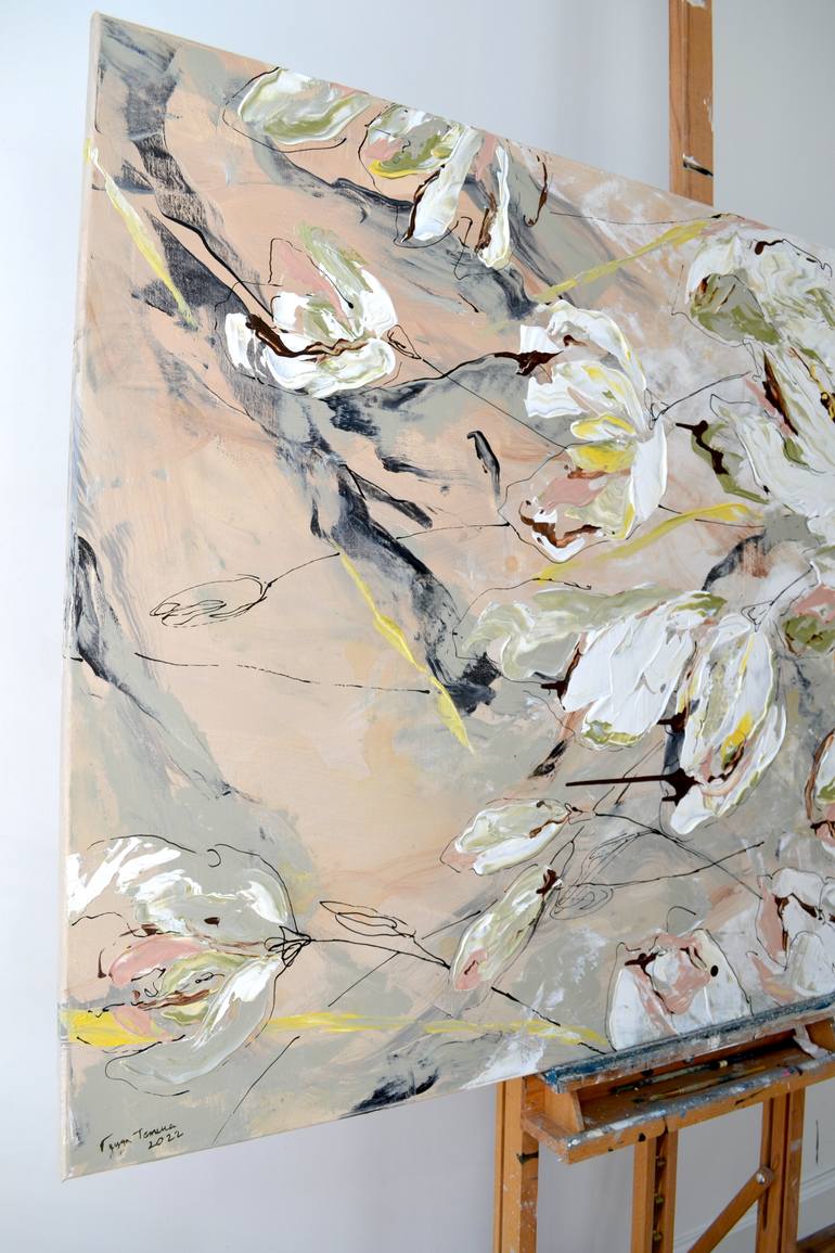 Original Abstract Floral Painting by Tetiana And Victoria Hutsul