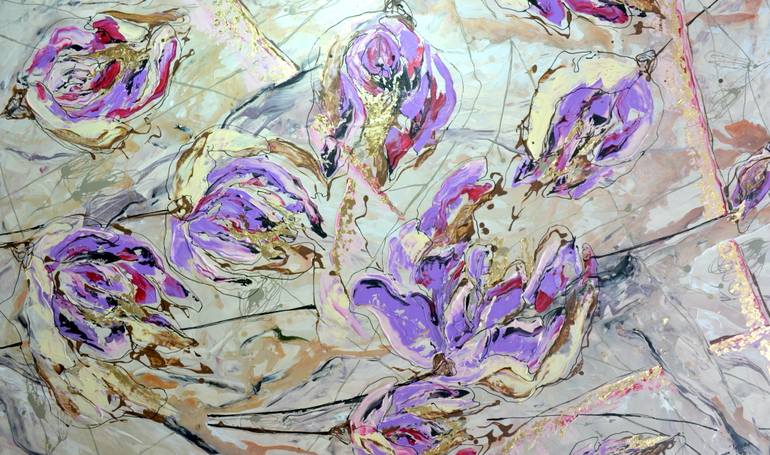 Original Abstract Expressionism Floral Painting by Tetiana And Victoria Hutsul