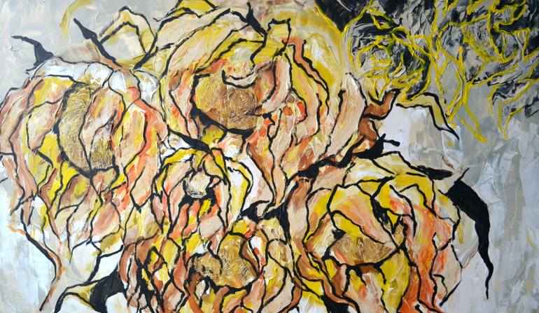 Original Abstract Expressionism Floral Painting by Tetiana And Victoria Hutsul