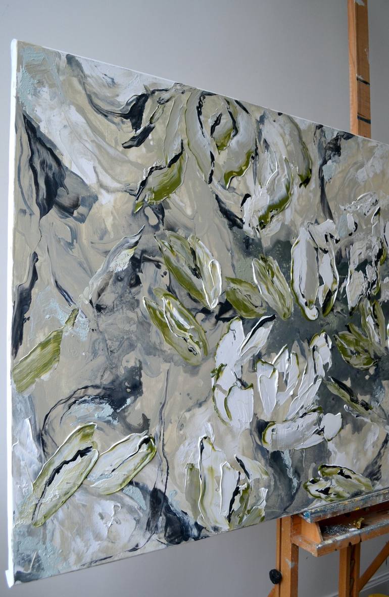 Original Abstract Floral Painting by Tetiana and Victoria Hutsul