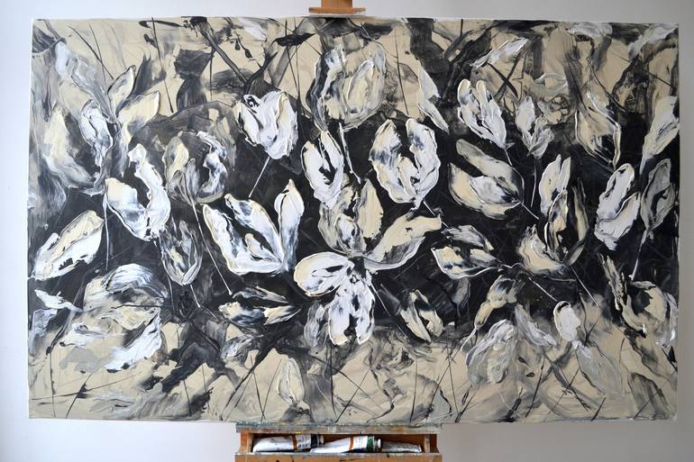 Original Abstract Floral Painting by Tetiana and Victoria Hutsul