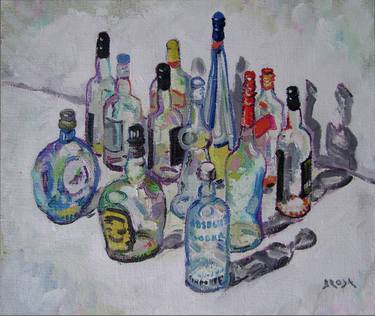 still life with bottles in white thumb
