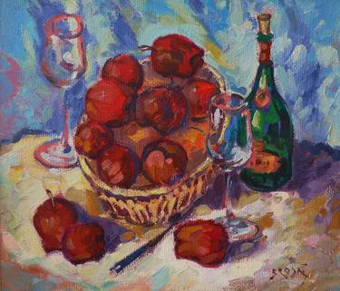 still life with red apple thumb