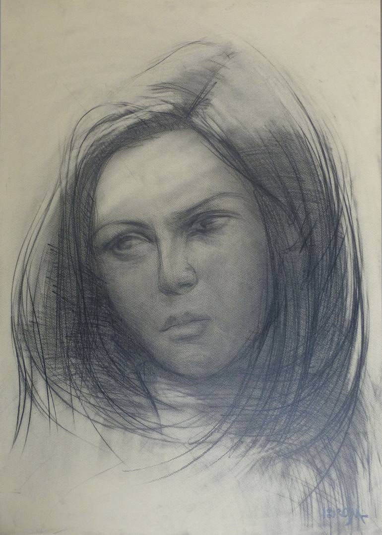 girl portrait Drawing by Benet Brojaj | Saatchi Art