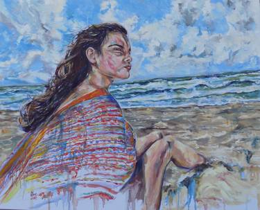 Original Figurative Beach Paintings by Analia Alfano