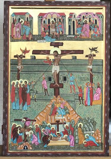 Passion of Jesus Icon painting, original icon, handmade artwork thumb