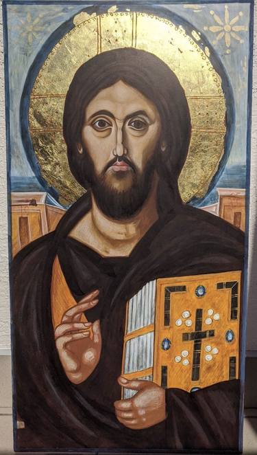 Christ Pantocrator of Sinai icon painting, original icon, handmade artwork thumb