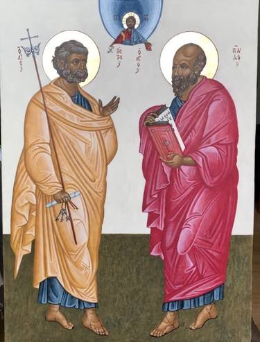 Saint Peter and Paul icon painting, original icon, handmade artwork thumb