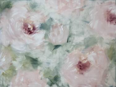 Pink Flowers horizontal paintings. Abstract flowers Paintings. thumb