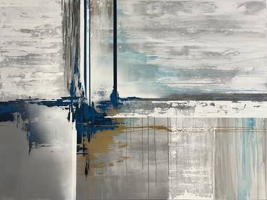Grey abstraction with a blue and white accent. thumb