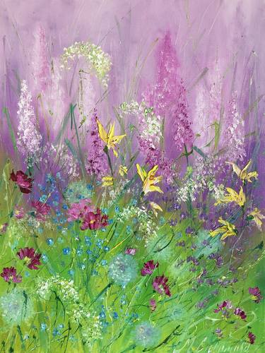 MEADOW FLOWERS OIL - painting with meadow flowers thumb