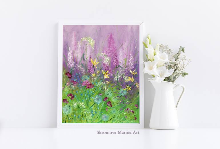 Original Art Deco Floral Printmaking by Marina Skromova