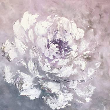 White peony- Large Floral Artwork Original Painting Peony Flower Unique Wall Decor Shabby Chic Floral Canvas Wall Art Peony Canvas Floral Canvas Peony thumb