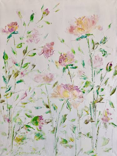 Original Impressionism Floral Printmaking by Marina Skromova