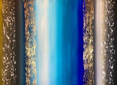 ACROSS THE OCEAN - Huge Foil painting, Modern Abstract Painting. thumb