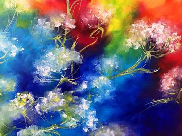 FLORAL FlIGHT - Abstract flowers, Custom Order, Large painting. thumb