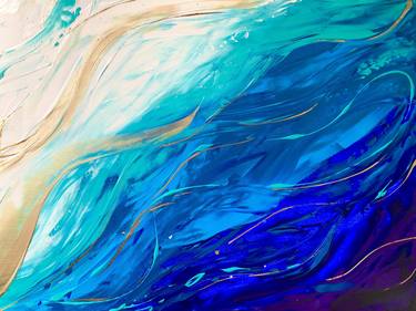 BEYOND THE OCEAN - marine abstract painting with sea. thumb