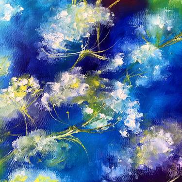 BLUE DANDELION - Bedroom decor, original painting, custom order. thumb