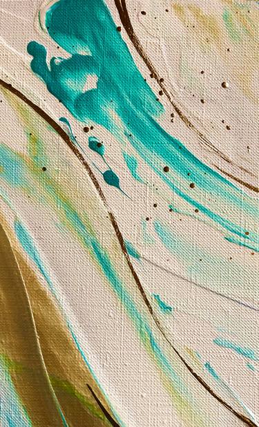 LIFE INSIDE THE WAVE-Abstract Painting on canvas, Marine Abstraction, Modern Oil Abstraction. thumb
