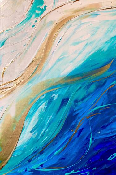 FLYING OVER THE SEASHORE - Аbstract oil painting marine theme. thumb