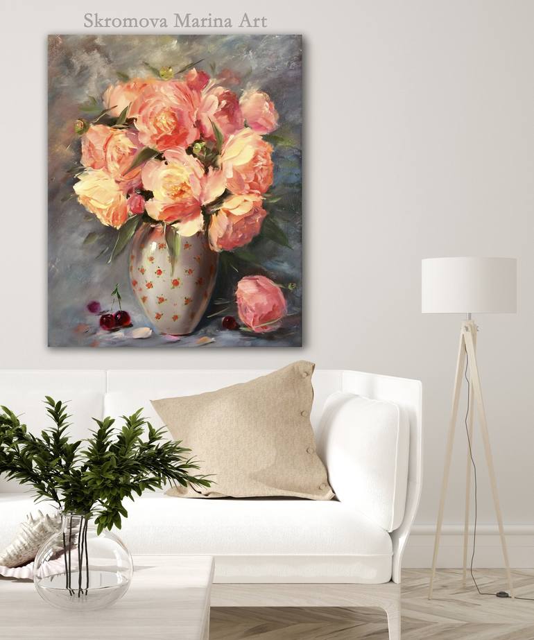 Original Impressionism Floral Printmaking by Marina Skromova