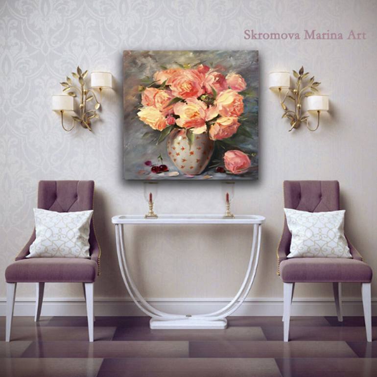 Original Impressionism Floral Printmaking by Marina Skromova