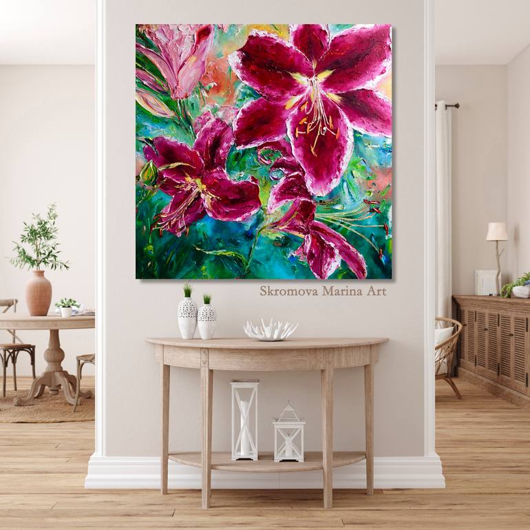Original Impressionism Floral Printmaking by Marina Skromova