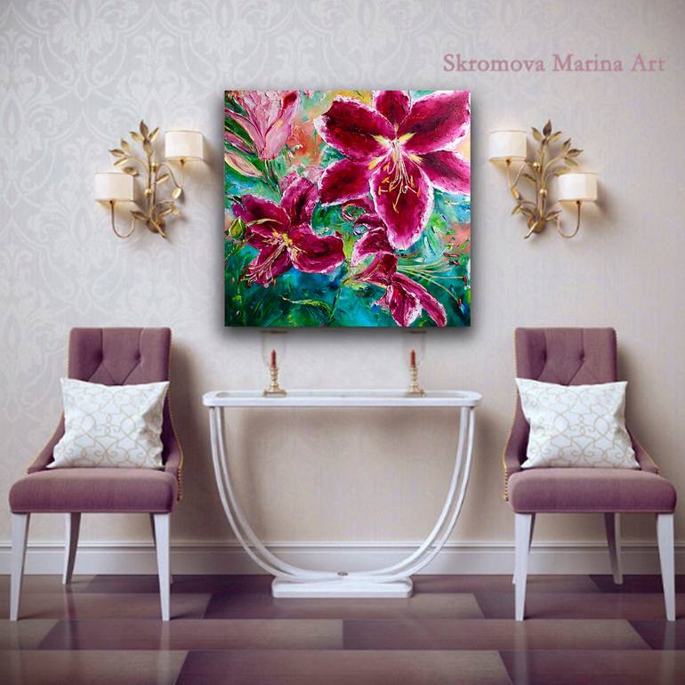 Original Impressionism Floral Printmaking by Marina Skromova