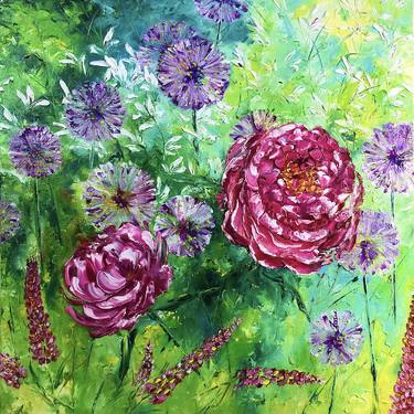 Original Impressionism Floral Printmaking by Marina Skromova