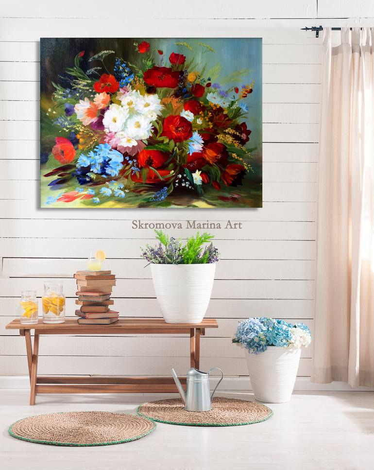 Original Impressionism Floral Printmaking by Marina Skromova