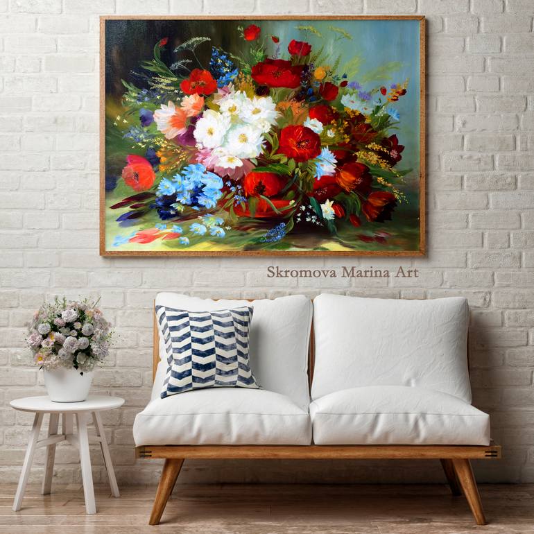 Original Impressionism Floral Printmaking by Marina Skromova