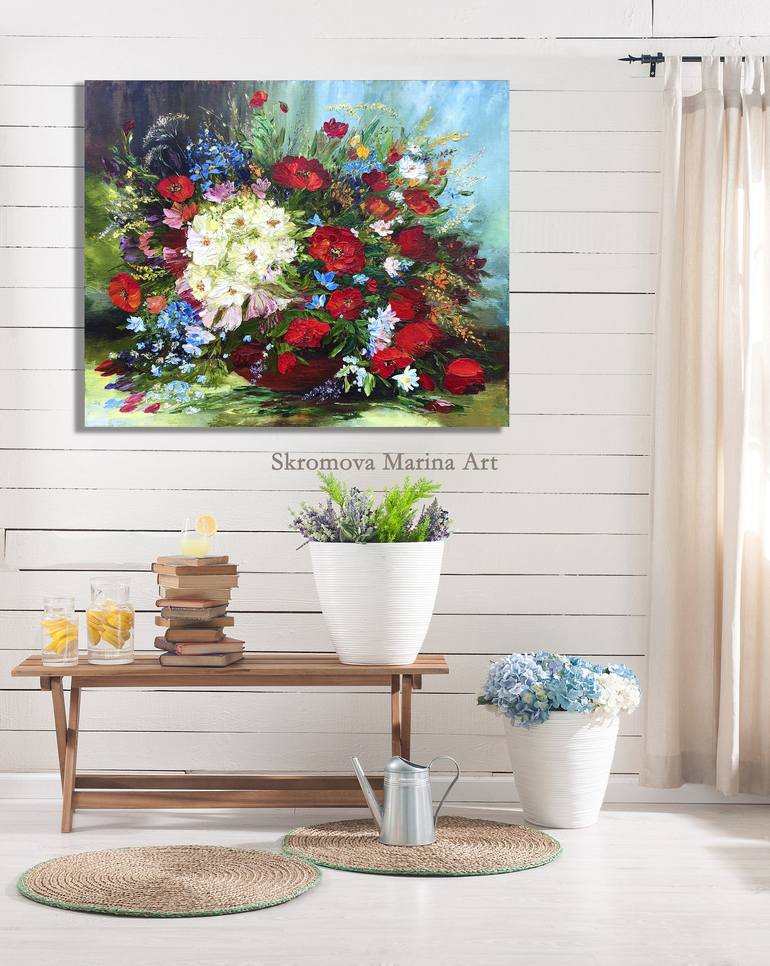 Original Impressionism Floral Printmaking by Marina Skromova