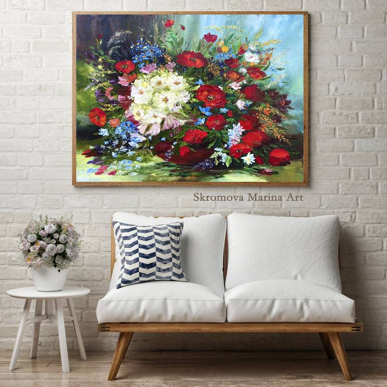 Original Impressionism Floral Printmaking by Marina Skromova