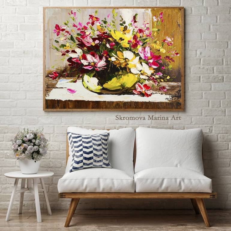 Original Impressionism Floral Printmaking by Marina Skromova