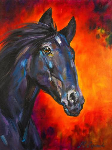 FIRE HORSE - Oil painting with a noble animal. thumb