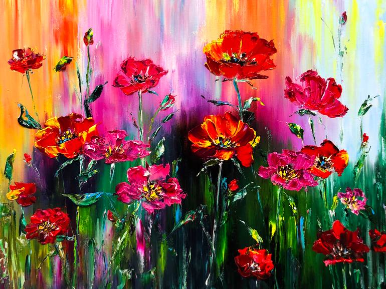 Original Abstract Floral Printmaking by Marina Skromova