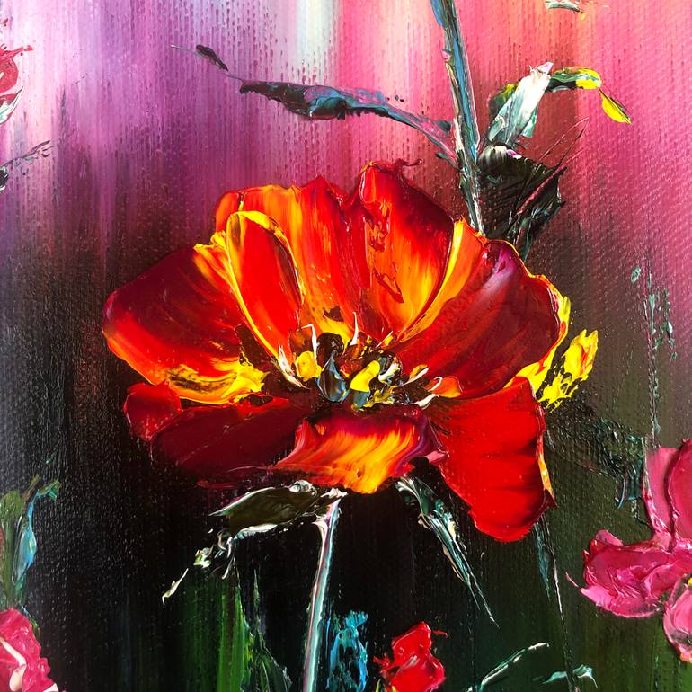 Original Abstract Floral Printmaking by Marina Skromova