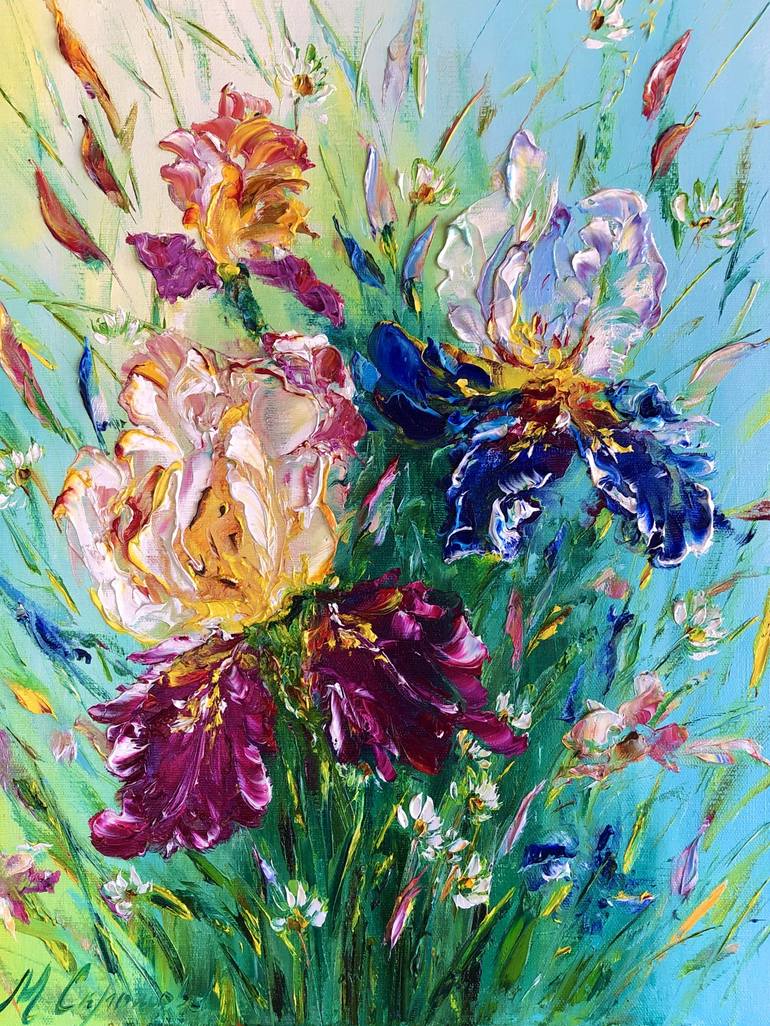 Original Impressionism Floral Printmaking by Marina Skromova