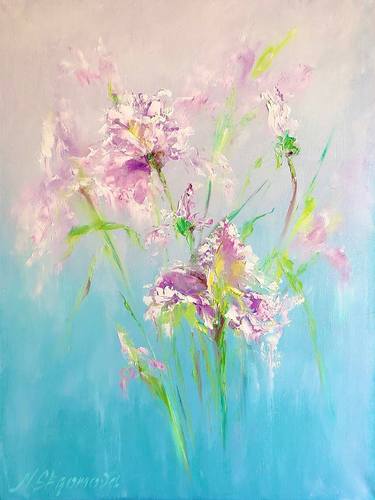 MOMENTS FROM DREAMS - Irises. Airy flowers. Pink irises. thumb