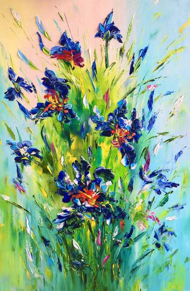 BLUE SALUTE - Irises. Blue flowers. Blue Irises. Bouquet. thumb