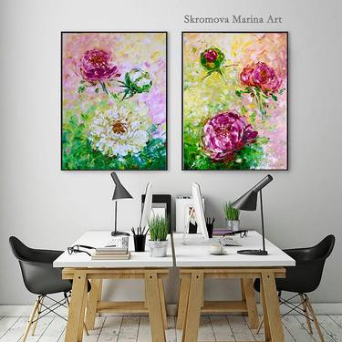 Original Art Deco Floral Paintings by Marina Skromova