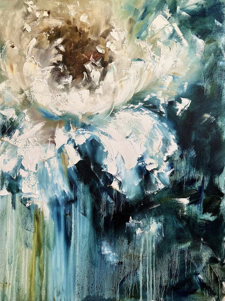 CURVES OF LUXURY - Peony. Malachite. Abstraction. Flower. Painting by  Marina Skromova