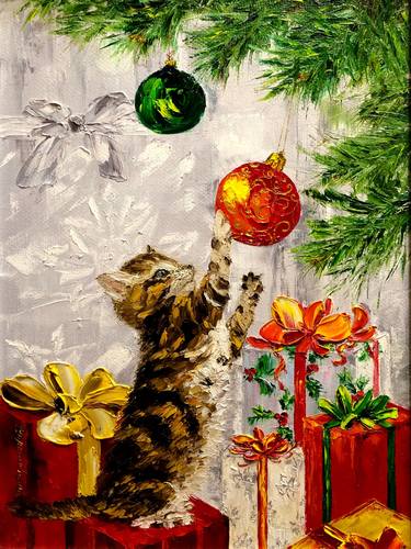 CHRISTMAS SURPRISE - A cat. New Year. Cute cat. Christmas tree. thumb