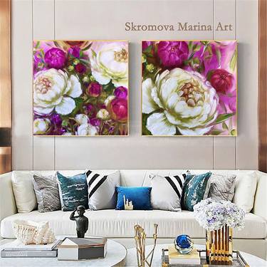 Original Art Deco Floral Printmaking by Marina Skromova