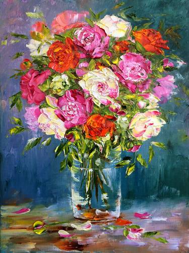 BOUQUET OF ANABEL - Roses. Still-life. Garden flowers. thumb
