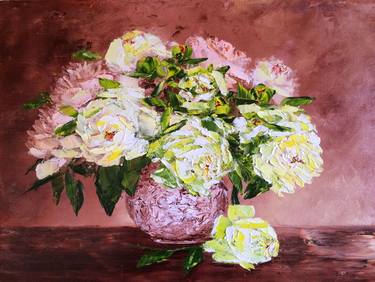 PEONY DESSERT - Peony. Softness. Petals. Still-life. Bordeaux. thumb