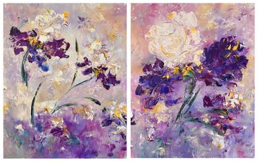 SET VERY PERI IRISES - 2 Set Purple Iris. 2 Set Blue iris. 2 Set Wall Art. thumb