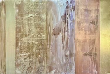 80x120cm Gold and Cupper abstract painting. Precious ingot. thumb